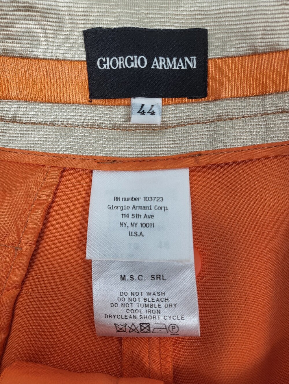 Giorgio Armani Orange Silk -Straight Wide Leg Pants Maximalist Bougie 44 / 8/10 - Picture 8 of 8